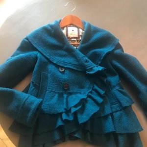Anthropologie blue coat size 0
